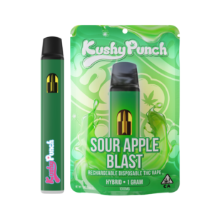 Sour apple blast kushy punch disposable all in one rechargeable thc vape